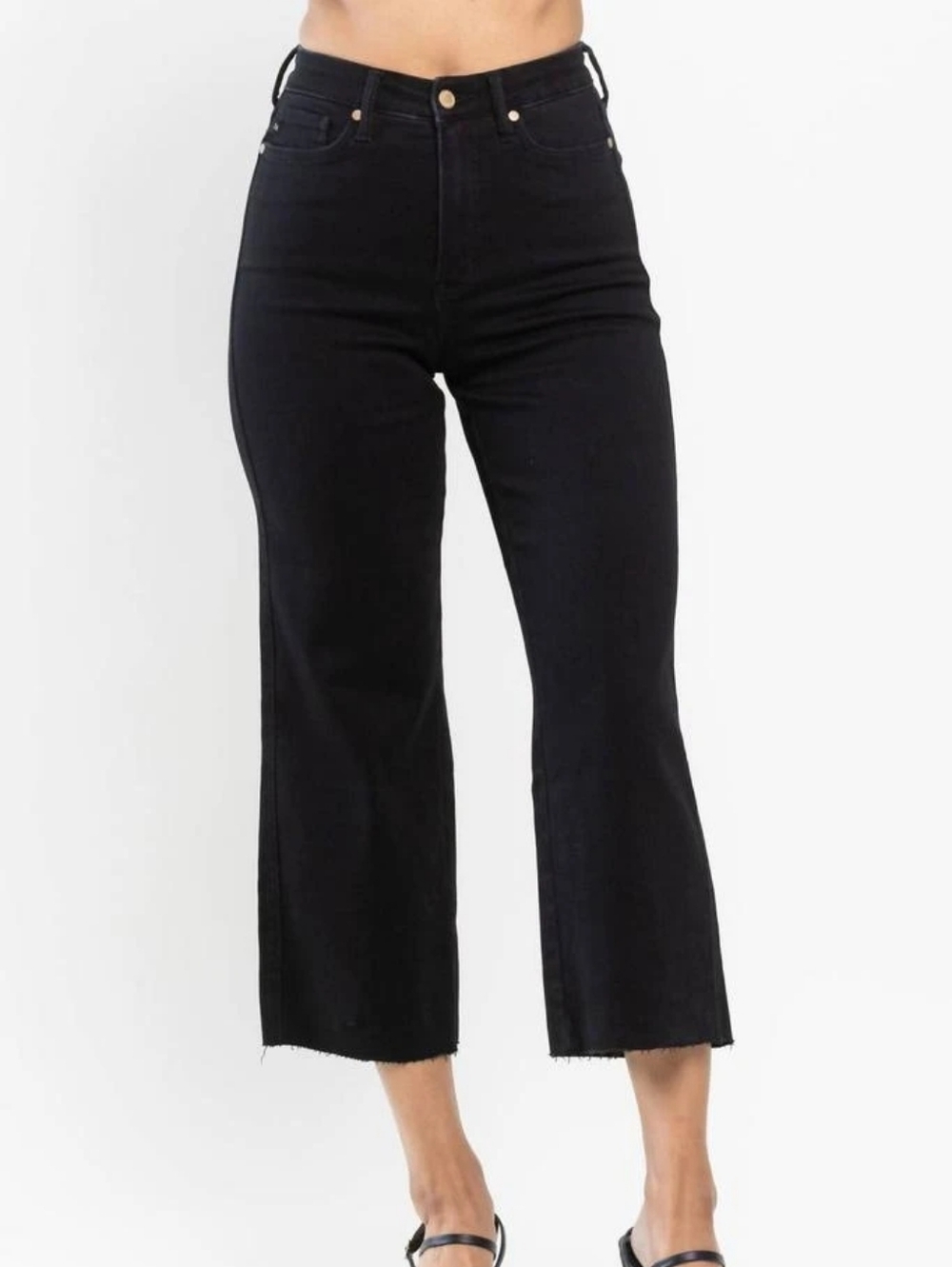 Judy Blue Black High Rise Tummy Contol Wide Crop Jeans
